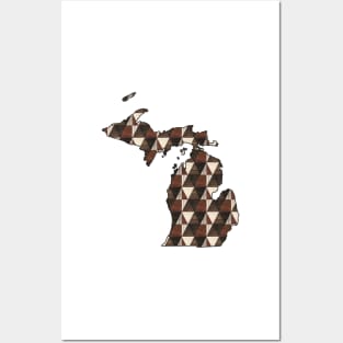 Michigan Wood Grain Geometric Pattern Posters and Art